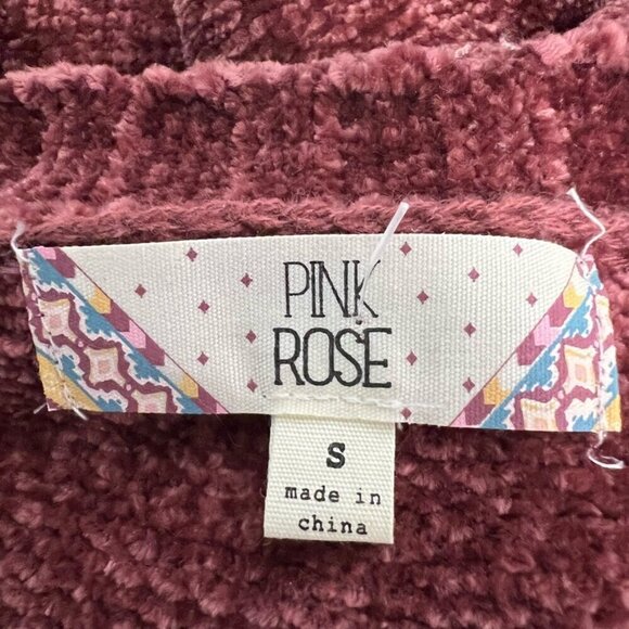 Pink Rose Womens Pullover Sweater Long Sleeve Raglan Tight Knit Small - Picture 10 of 10